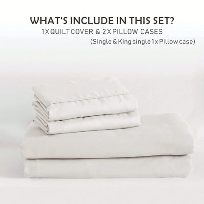 Hotel Soft Microfiber Duvet Cover Set-2000TC Quilt Cover Set & Pillowcases -1 Donna Cover Zipper Closure & 1 x Pillowcases-Breathable Bedding - Wrinkle, Fade, Stain Resistant(Raw white,Queen)