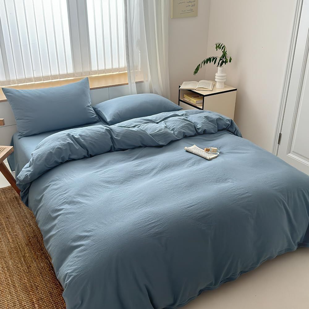 Hotel Soft Microfiber Duvet Cover Set-2000TC Quilt Cover Set & Pillowcases -1 Donna Cover Zipper Closure & 1 x Pillowcases-Breathable Bedding - Wrinkle, Fade, Stain Resistant(Ocean,Queen)