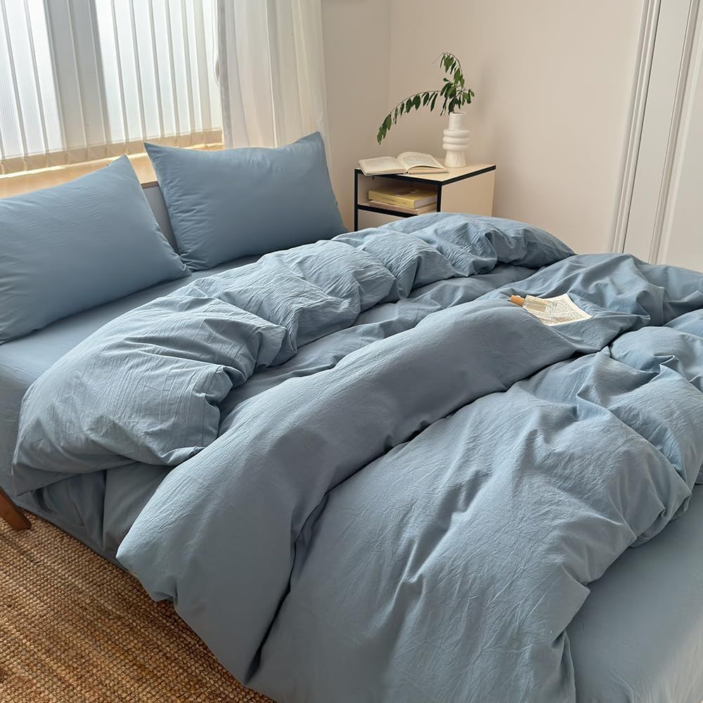 Hotel Soft Microfiber Duvet Cover Set-2000TC Quilt Cover Set & Pillowcases -1 Donna Cover Zipper Closure & 1 x Pillowcases-Breathable Bedding - Wrinkle, Fade, Stain Resistant(Ocean,Queen)