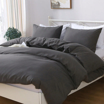 Hotel Soft Microfiber Duvet Cover Set-2000TC Quilt Cover Set & Pillowcases -1 Donna Cover Zipper Closure & 1 x Pillowcases-Breathable Bedding - Wrinkle, Fade, Stain Resistant(Dark gray,Queen)