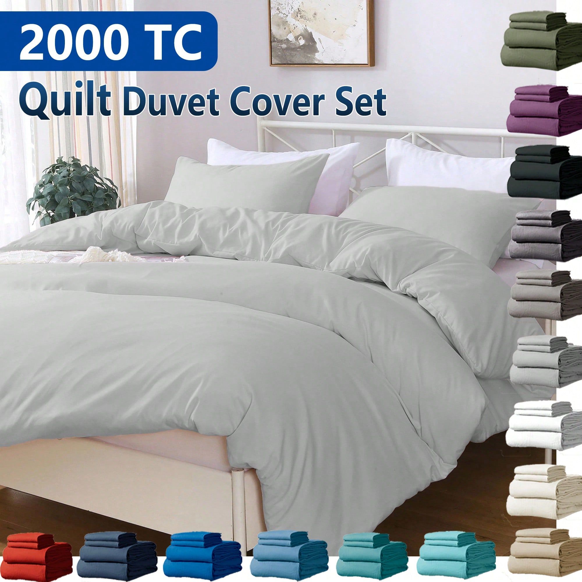 Hotel Soft Microfiber Duvet Cover Set-2000TC Quilt Cover Set & Pillowcases -1 Donna Cover Zipper Closure & 1 x Pillowcases-Breathable Bedding - Wrinkle, Fade, Stain Resistant(Silver-gray,Queen)