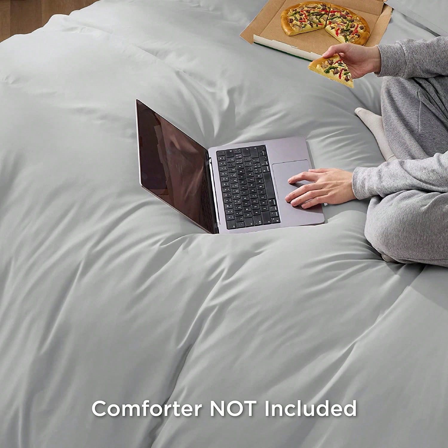 Hotel Soft Microfiber Duvet Cover Set-2000TC Quilt Cover Set & Pillowcases -1 Donna Cover Zipper Closure & 1 x Pillowcases-Breathable Bedding - Wrinkle, Fade, Stain Resistant(Silver-gray,Queen)