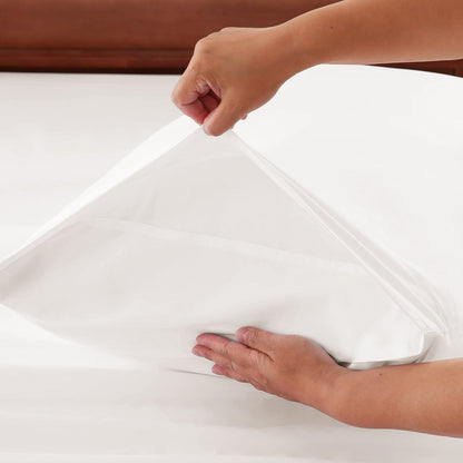Hotel Soft Bed Sheet Set- Bedding Sheets & Pillowcases -Breathable Bedding - Wrinkle, Fade, Stain Resistant-Deep Pocket Flat Fitted Bed Sheet Set(White,Queen)