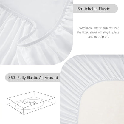 Hotel Soft Bed Sheet Set- Bedding Sheets & Pillowcases -Breathable Bedding - Wrinkle, Fade, Stain Resistant-Deep Pocket Flat Fitted Bed Sheet Set(Raw white,Queen)