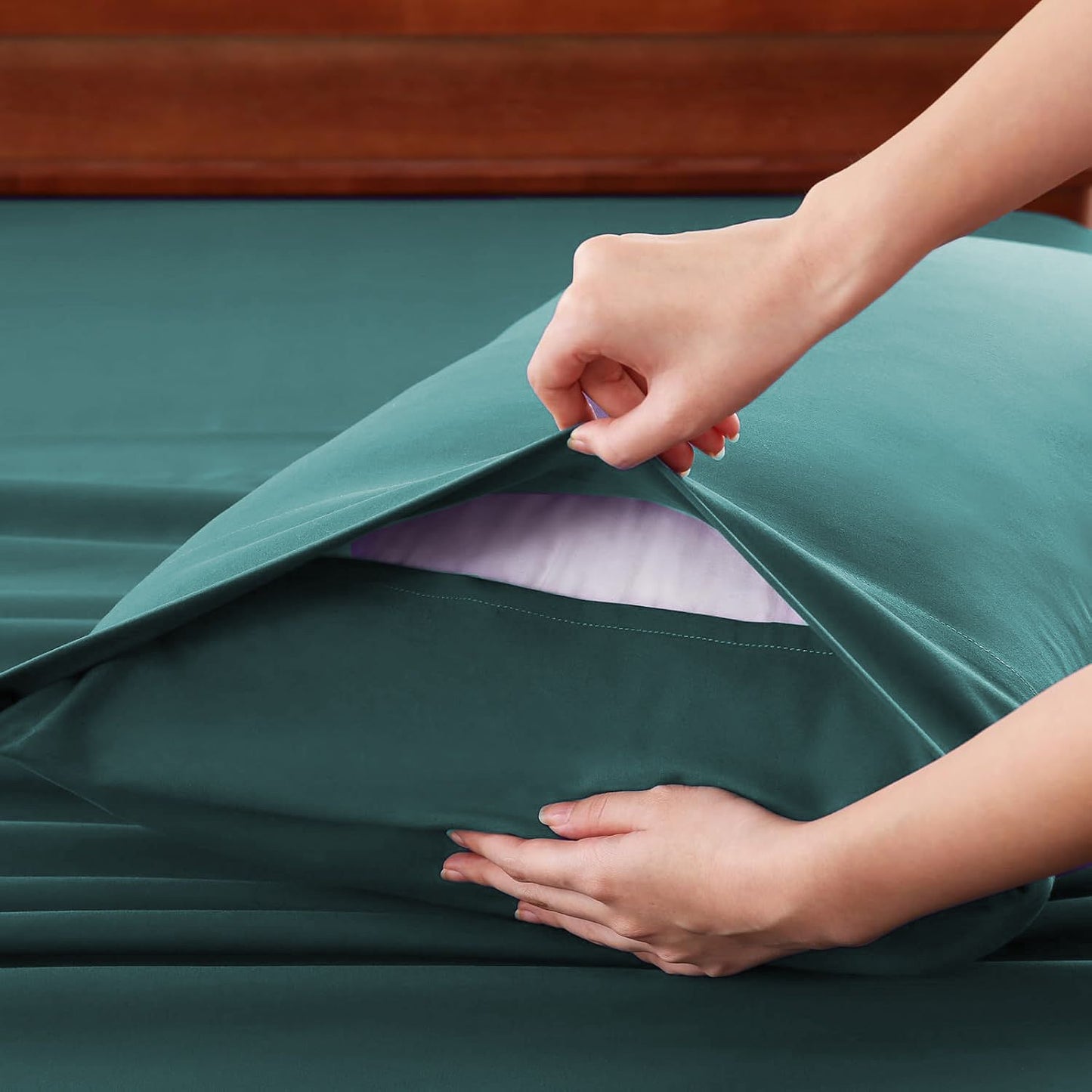 Hotel Soft Bed Sheet Set- Bedding Sheets & Pillowcases -Breathable Bedding - Wrinkle, Fade, Stain Resistant-Deep Pocket Flat Fitted Bed Sheet Set(Biscay blue,Queen)