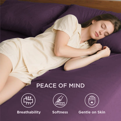 Hotel Soft Bed Sheet Set- Bedding Sheets & Pillowcases -Breathable Bedding - Wrinkle, Fade, Stain Resistant-Deep Pocket Flat Fitted Bed Sheet Set(Purple,Queen)