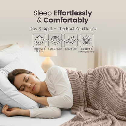 Hotel Quality Fitted Sheet - 1 Piece Fitted Sheet  -Breathable Bedding - Wrinkle, Fade, Stain Resistant- 16inch/40cm Deep Pocket Fitted Bed Sheet-Wrinkle and Fade Resistant,(White,Queen)