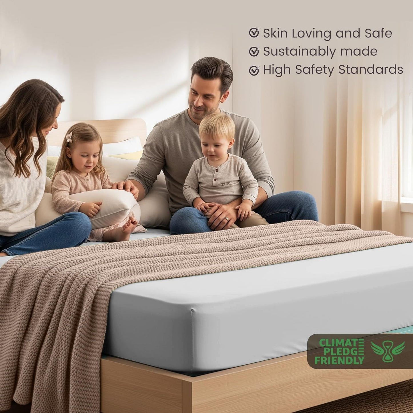 Hotel Quality Fitted Sheet - 1 Piece Fitted Sheet  -Breathable Bedding - Wrinkle, Fade, Stain Resistant- 16inch/40cm Deep Pocket Fitted Bed Sheet-Wrinkle and Fade Resistant,(Silver-gray,Queen)