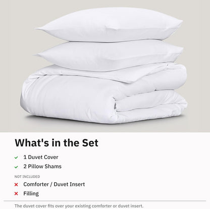 Hotel Soft Microfiber Duvet Cover Set-2000TC Quilt Cover Set & Pillowcases -1 Donna Cover Zipper Closure & 1 x Pillowcases-Breathable Bedding - Wrinkle, Fade, Stain Resistant(White,Single)