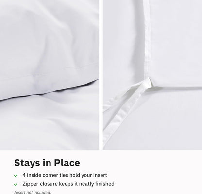 Hotel Soft Microfiber Duvet Cover Set-2000TC Quilt Cover Set & Pillowcases -1 Donna Cover Zipper Closure & 1 x Pillowcases-Breathable Bedding - Wrinkle, Fade, Stain Resistant(White,Single)