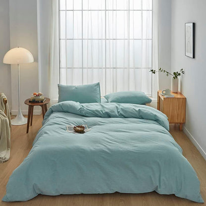 Hotel Soft Microfiber Duvet Cover Set-2000TC Quilt Cover Set & Pillowcases -1 Donna Cover Zipper Closure & 1 x Pillowcases-Breathable Bedding - Wrinkle, Fade, Stain Resistant(Ice Blue,Single)