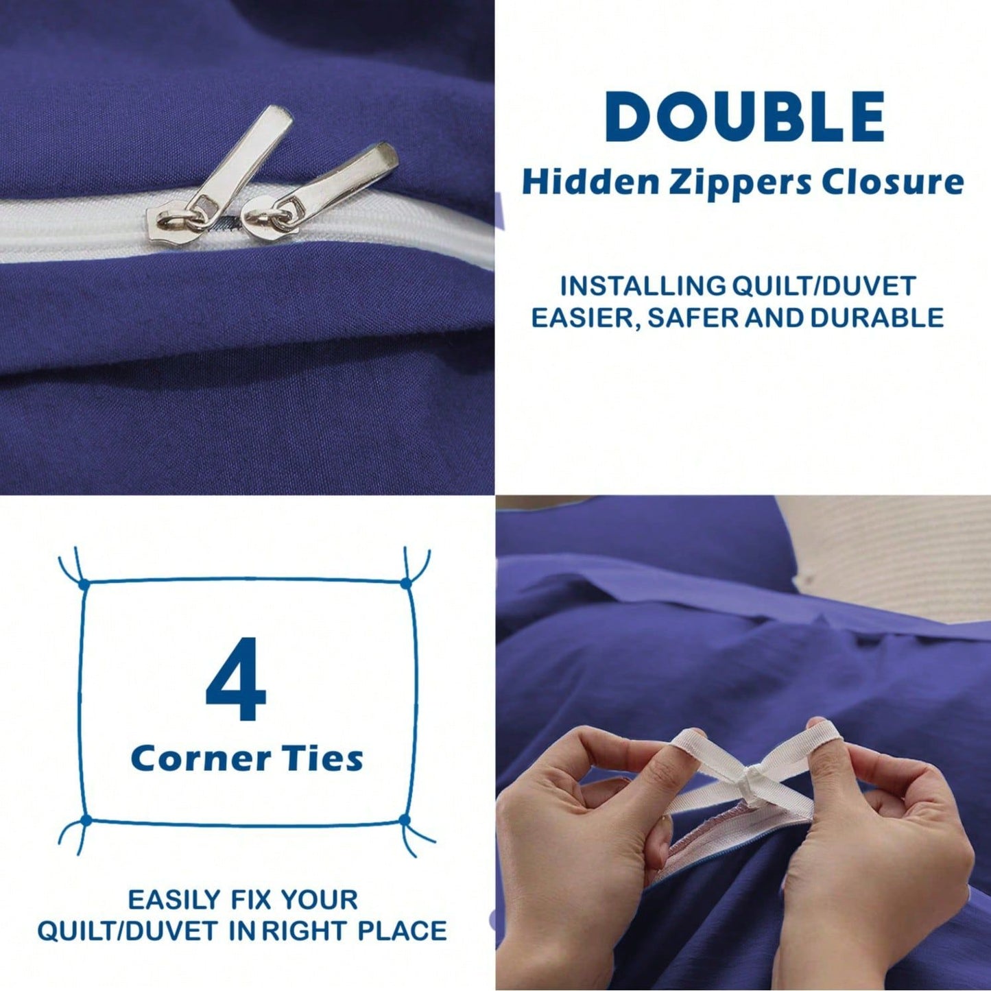 Hotel Soft Microfiber Duvet Cover Set-2000TC Quilt Cover Set & Pillowcases -1 Donna Cover Zipper Closure & 1 x Pillowcases-Breathable Bedding - Wrinkle, Fade, Stain Resistant(Royal blue,Single)