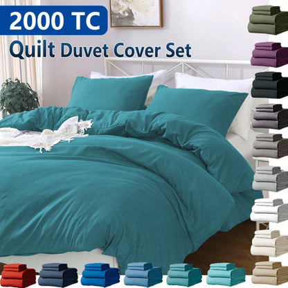 Hotel Soft Microfiber Duvet Cover Set-2000TC Quilt Cover Set & Pillowcases -1 Donna Cover Zipper Closure & 1 x Pillowcases-Breathable Bedding - Wrinkle, Fade, Stain Resistant(Biscay blue,Single)