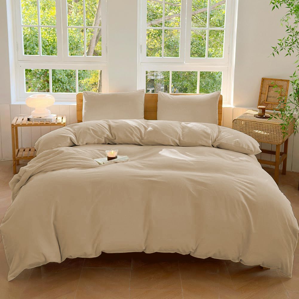 Hotel Soft Microfiber Duvet Cover Set-2000TC Quilt Cover Set & Pillowcases -1 Donna Cover Zipper Closure & 1 x Pillowcases-Breathable Bedding - Wrinkle, Fade, Stain Resistant(Camel Beige,Single)