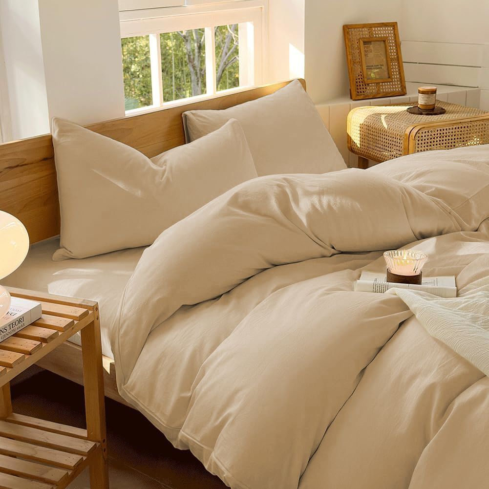 Hotel Soft Microfiber Duvet Cover Set-2000TC Quilt Cover Set & Pillowcases -1 Donna Cover Zipper Closure & 1 x Pillowcases-Breathable Bedding - Wrinkle, Fade, Stain Resistant(Camel Beige,Single)