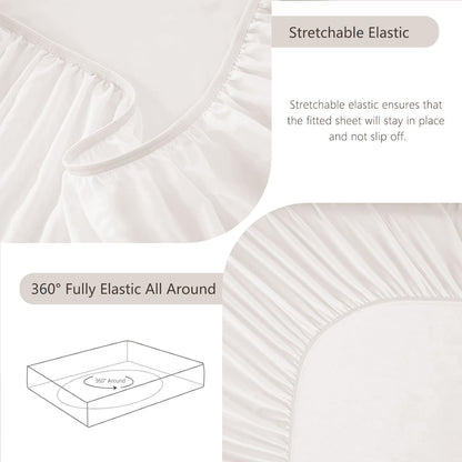 Hotel Soft Bed Sheet Set- Bedding Sheets & Pillowcases -Breathable Bedding - Wrinkle, Fade, Stain Resistant-Deep Pocket Flat Fitted Bed Sheet Set(White,Single)