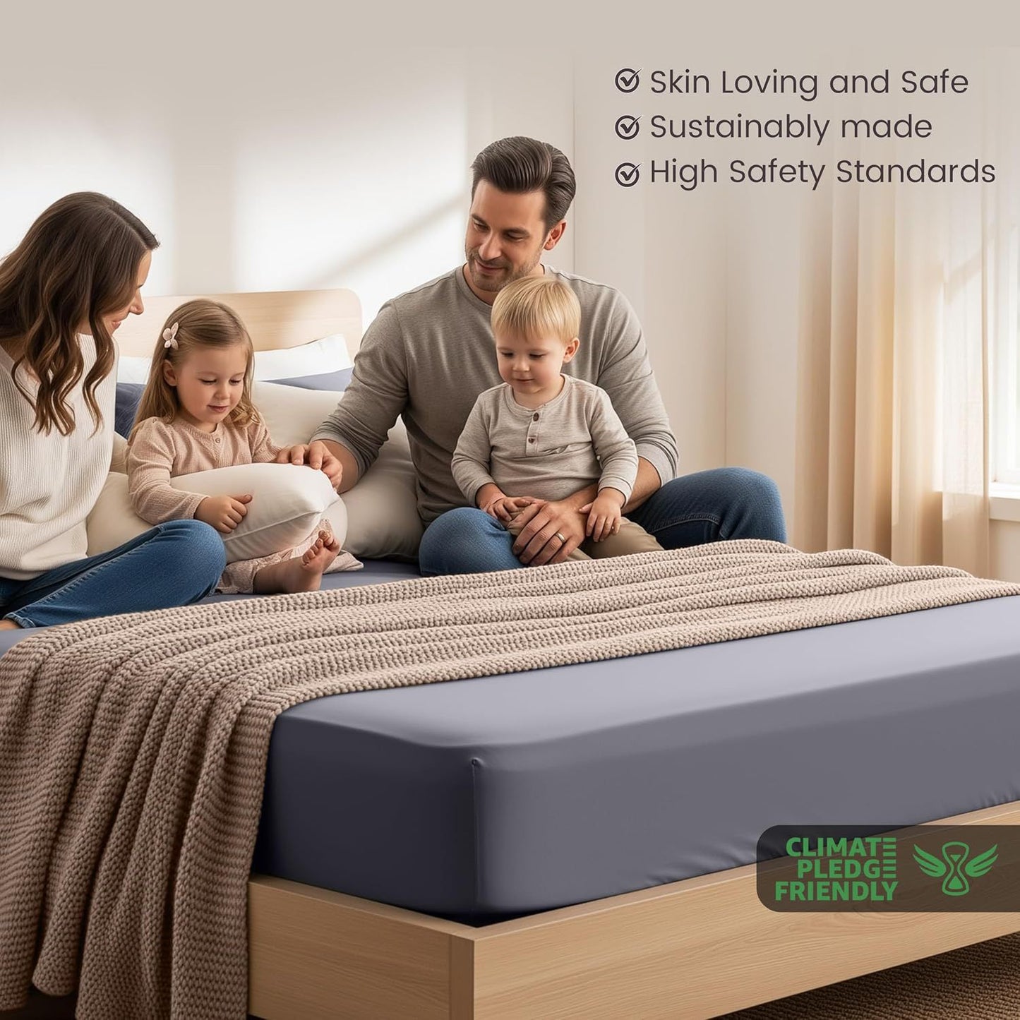 Hotel Quality Fitted Sheet - 1 Piece Fitted Sheet  -Breathable Bedding - Wrinkle, Fade, Stain Resistant- 16inch/40cm Deep Pocket Fitted Bed Sheet-Wrinkle and Fade Resistant,(Grey,Single)