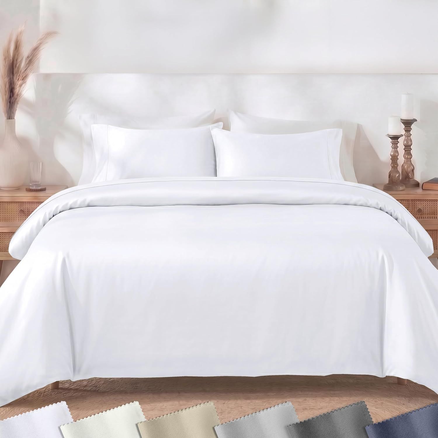Hotel Soft Microfiber Duvet Cover Set-2000TC Quilt Cover Set & Pillowcases -1 Donna Cover Zipper Closure & 1 x Pillowcases-Breathable Bedding - Wrinkle, Fade, Stain Resistant(White,Super King)