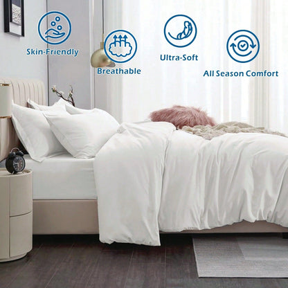 Hotel Soft Microfiber Duvet Cover Set-2000TC Quilt Cover Set & Pillowcases -1 Donna Cover Zipper Closure & 1 x Pillowcases-Breathable Bedding - Wrinkle, Fade, Stain Resistant(Raw white,Super King)