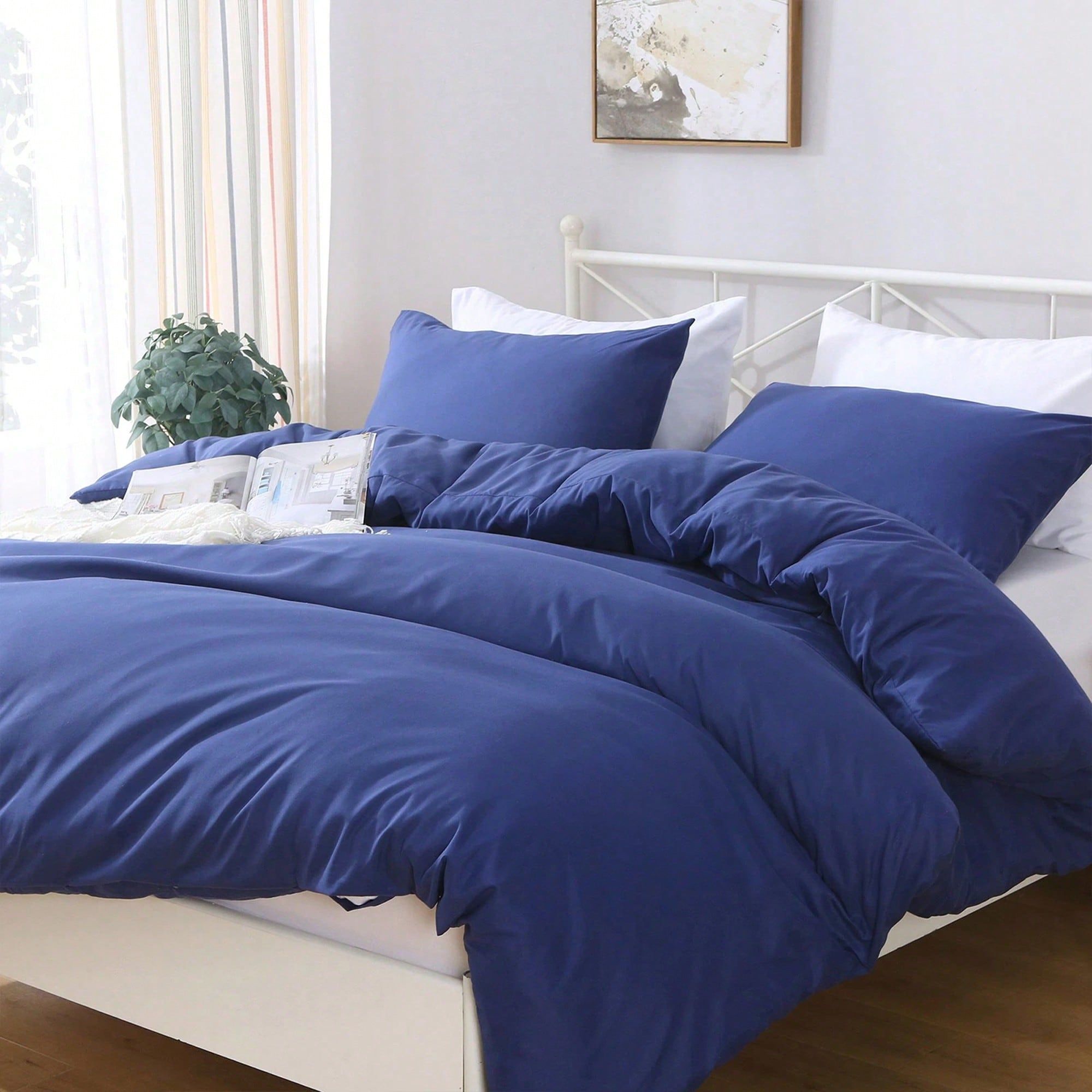 Hotel Soft Microfiber Duvet Cover Set-2000TC Quilt Cover Set & Pillowcases -1 Donna Cover Zipper Closure & 1 x Pillowcases-Breathable Bedding - Wrinkle, Fade, Stain Resistant(Royal blue,Super King)