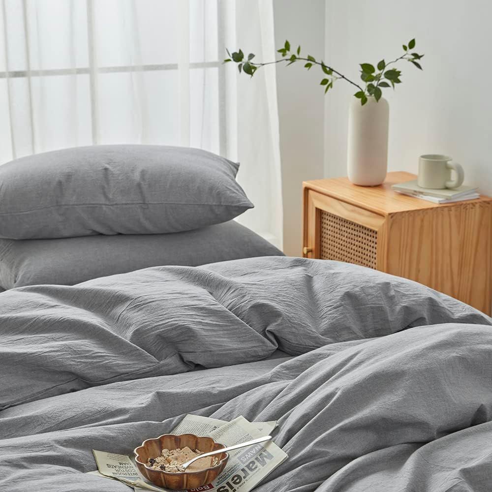 Hotel Soft Microfiber Duvet Cover Set-2000TC Quilt Cover Set & Pillowcases -1 Donna Cover Zipper Closure & 1 x Pillowcases-Breathable Bedding - Wrinkle, Fade, Stain Resistant(Grey,Super King)