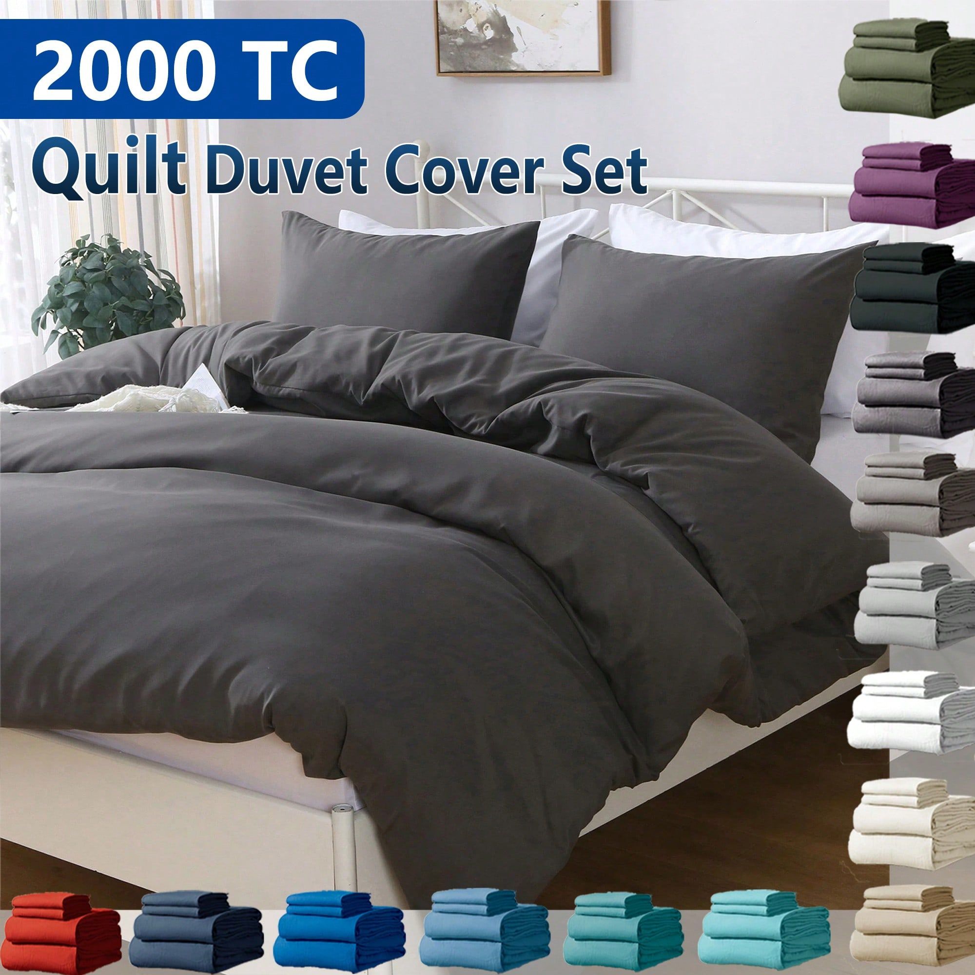 Hotel Soft Microfiber Duvet Cover Set-2000TC Quilt Cover Set & Pillowcases -1 Donna Cover Zipper Closure & 1 x Pillowcases-Breathable Bedding - Wrinkle, Fade, Stain Resistant(Dark gray,Super King)
