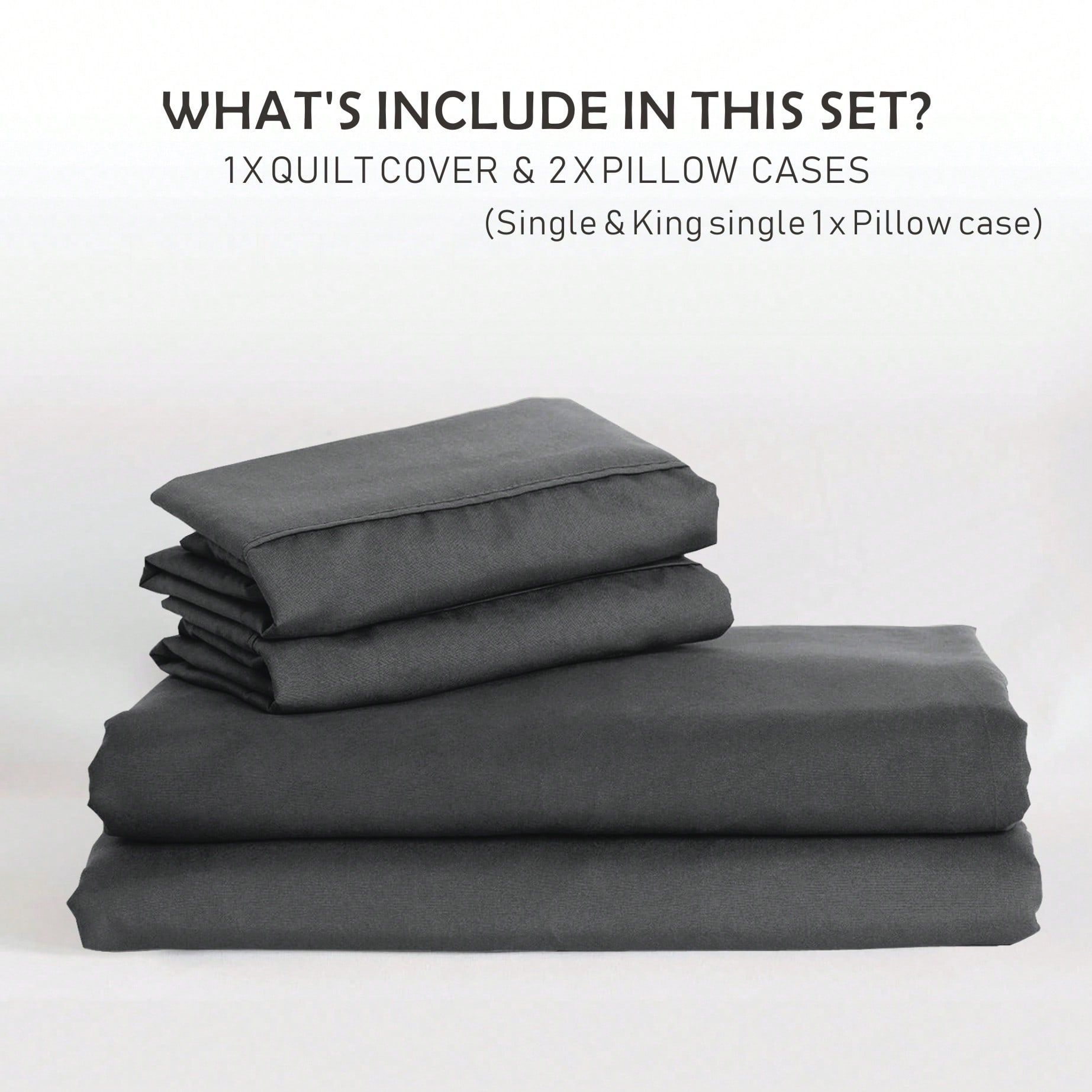 Hotel Soft Microfiber Duvet Cover Set-2000TC Quilt Cover Set & Pillowcases -1 Donna Cover Zipper Closure & 1 x Pillowcases-Breathable Bedding - Wrinkle, Fade, Stain Resistant(Dark gray,Super King)