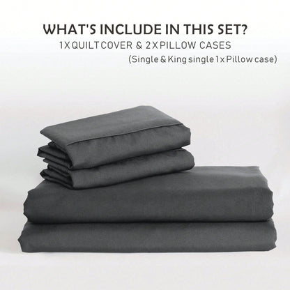 Hotel Soft Microfiber Duvet Cover Set-2000TC Quilt Cover Set & Pillowcases -1 Donna Cover Zipper Closure & 1 x Pillowcases-Breathable Bedding - Wrinkle, Fade, Stain Resistant(Dark gray,Super King)