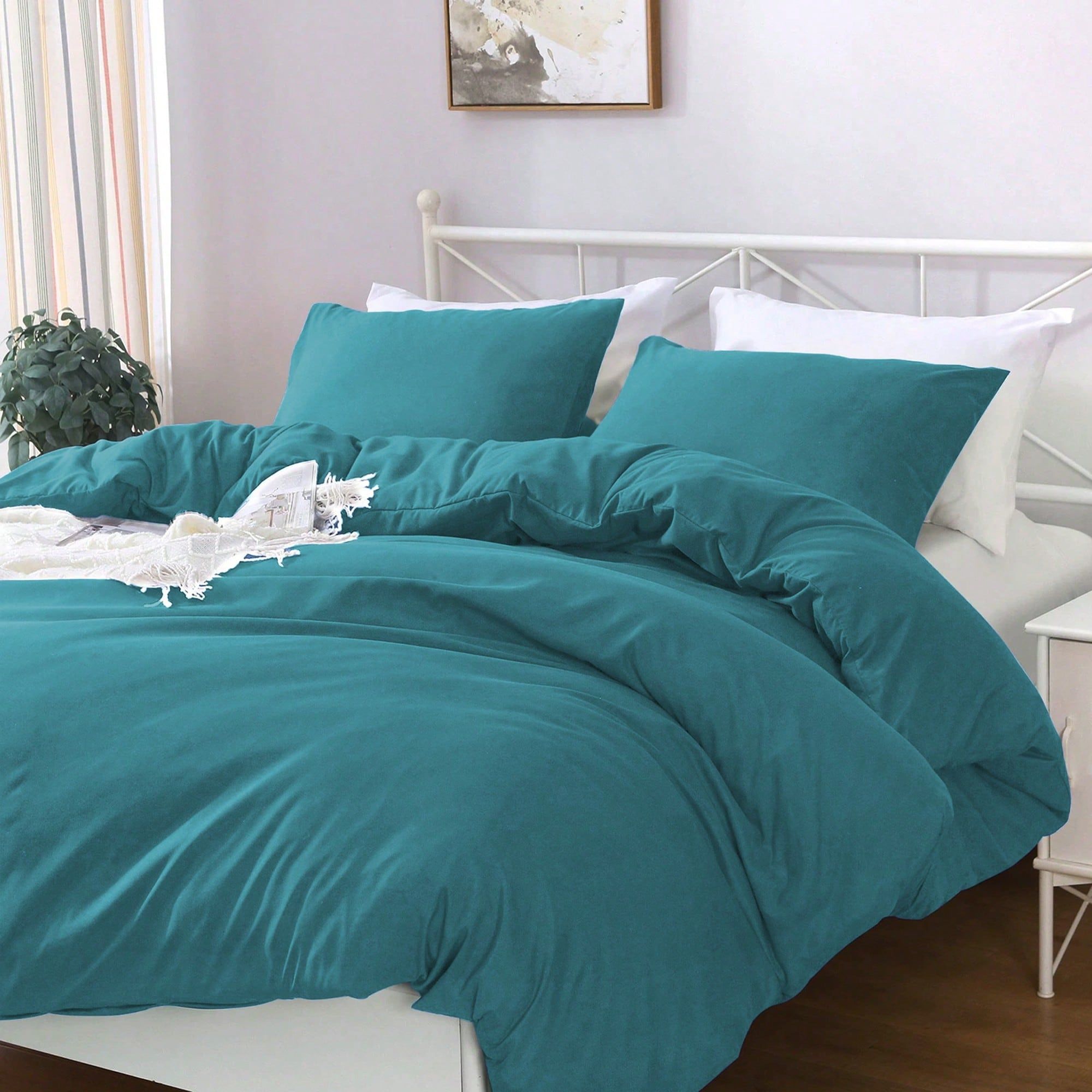 Hotel Soft Microfiber Duvet Cover Set-2000TC Quilt Cover Set & Pillowcases -1 Donna Cover Zipper Closure & 1 x Pillowcases-Breathable Bedding - Wrinkle, Fade, Stain Resistant(Biscay blue,Super King)