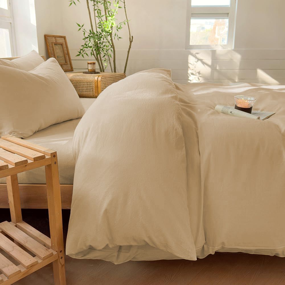 Hotel Soft Microfiber Duvet Cover Set-2000TC Quilt Cover Set & Pillowcases -1 Donna Cover Zipper Closure & 1 x Pillowcases-Breathable Bedding - Wrinkle, Fade, Stain Resistant(Camel Beige,Super King)