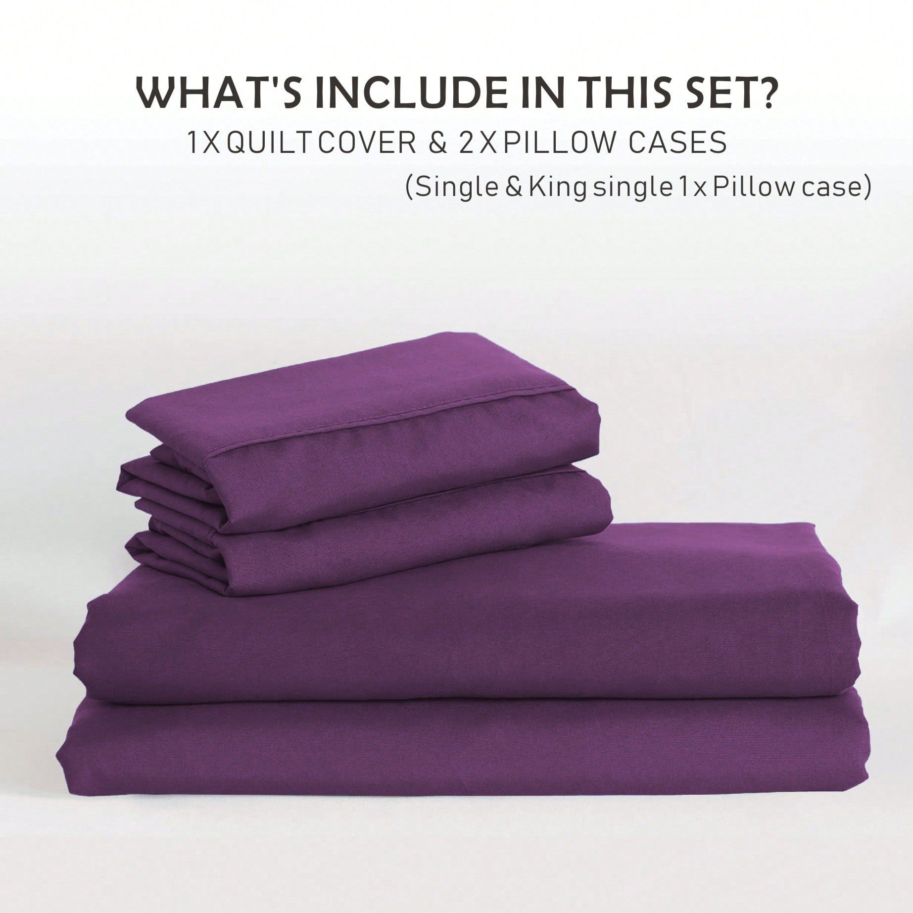 Hotel Soft Microfiber Duvet Cover Set-2000TC Quilt Cover Set & Pillowcases -1 Donna Cover Zipper Closure & 1 x Pillowcases-Breathable Bedding - Wrinkle, Fade, Stain Resistant(Purple,Super King)