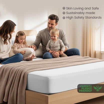 Hotel Quality Fitted Sheet - 1 Piece Fitted Sheet  -Breathable Bedding - Wrinkle, Fade, Stain Resistant- 16inch/40cm Deep Pocket Fitted Bed Sheet-Wrinkle and Fade Resistant,(White,Super King)