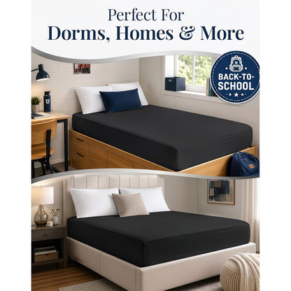 Hotel Quality Fitted Sheet - 1 Piece Fitted Sheet  -Breathable Bedding - Wrinkle, Fade, Stain Resistant- 16inch/40cm Deep Pocket Fitted Bed Sheet-Wrinkle and Fade Resistant,(Black,Super King)