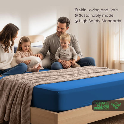 Hotel Quality Fitted Sheet - 1 Piece Fitted Sheet  -Breathable Bedding - Wrinkle, Fade, Stain Resistant- 16inch/40cm Deep Pocket Fitted Bed Sheet-Wrinkle and Fade Resistant,(Royal blue,Super King)