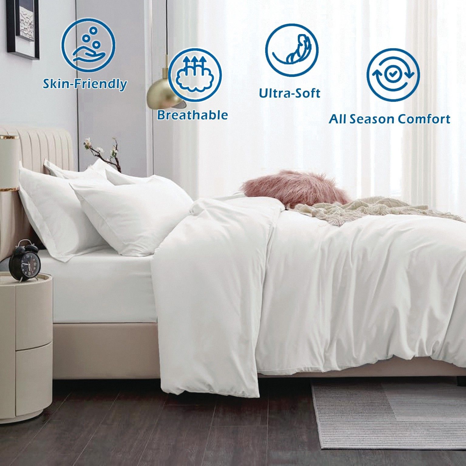 3 Piece Hotel Soft Microfiber Quilt Cover Set-2000TC Duvet/Donna Cover Set & Pillowcases -1 Quilt Cover V1317-QS9-AUD-3JT-BZ-BB