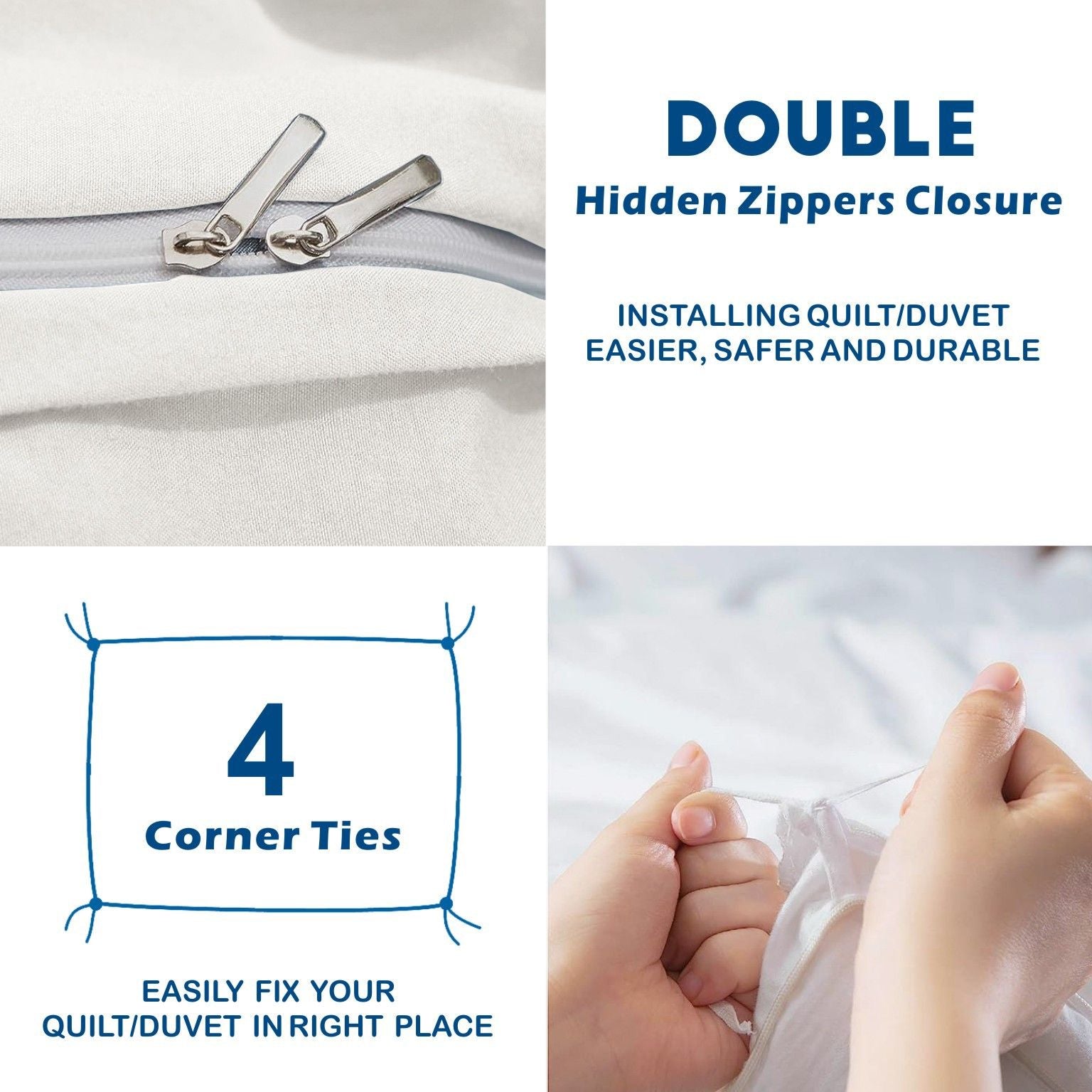 3 Piece Hotel Soft Microfiber Quilt Cover Set-2000TC Duvet/Donna Cover Set & Pillowcases -1 Quilt Cover V1317-QS9-AUD-3JT-BZ-BB
