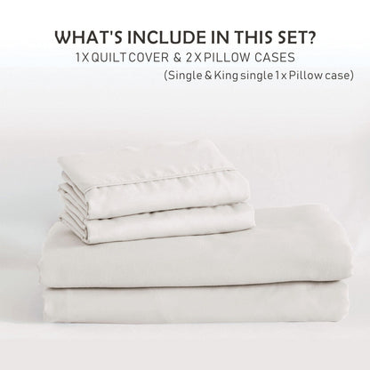 3 Piece Hotel Soft Microfiber Quilt Cover Set-2000TC Duvet/Donna Cover Set & Pillowcases -1 Quilt Cover Zipper Closure & 1 x Pillowcases-Breathable Bedding - Wrinkle, Fade, Stain Resistant(Raw white,Double)
