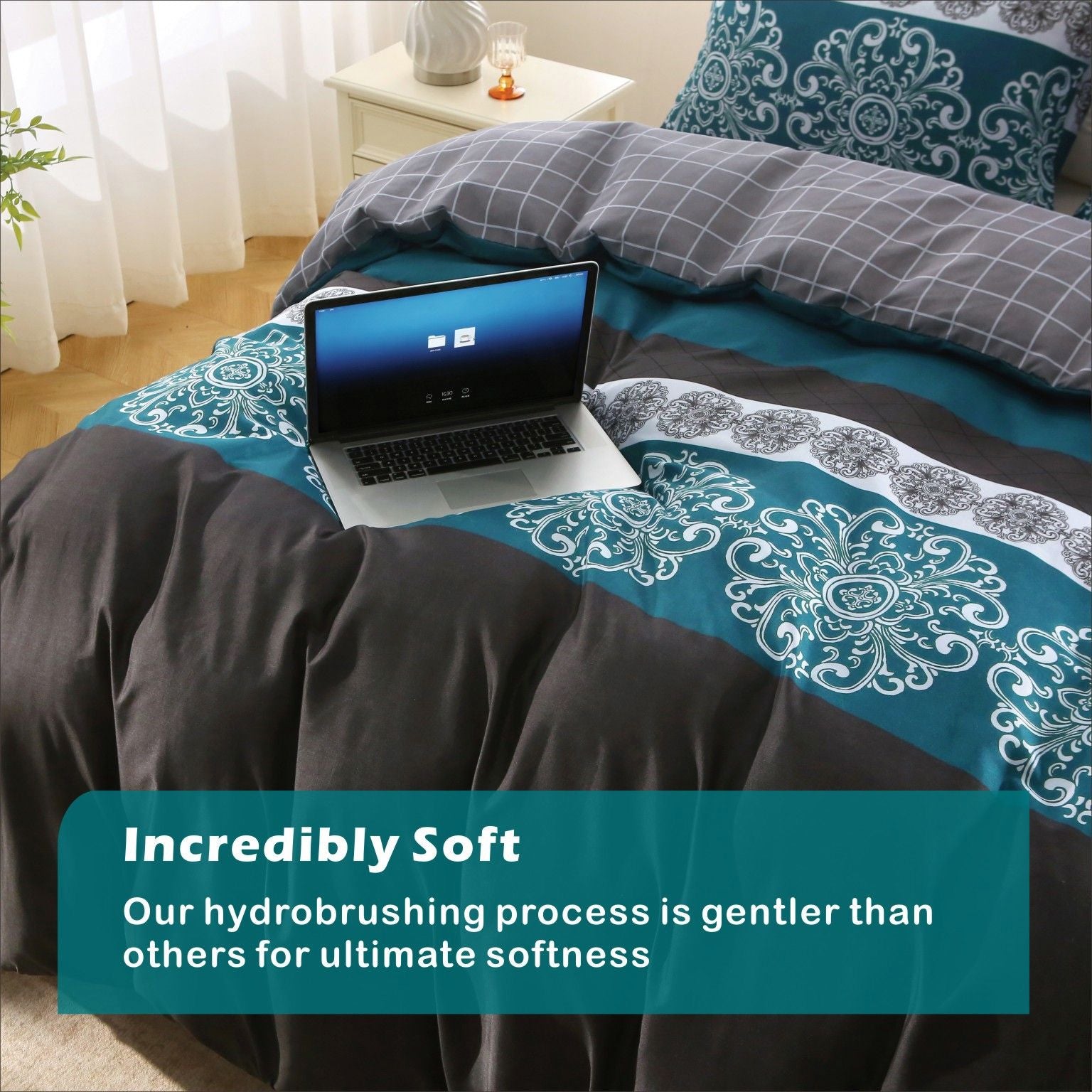 3 Piece Hotel Soft Microfiber Quilt Cover Set-2000TC Duvet/Donna Cover Set & Pillowcases -1 Quilt Cover V1317-QS9-AUD-3JT-BZ-BXMY