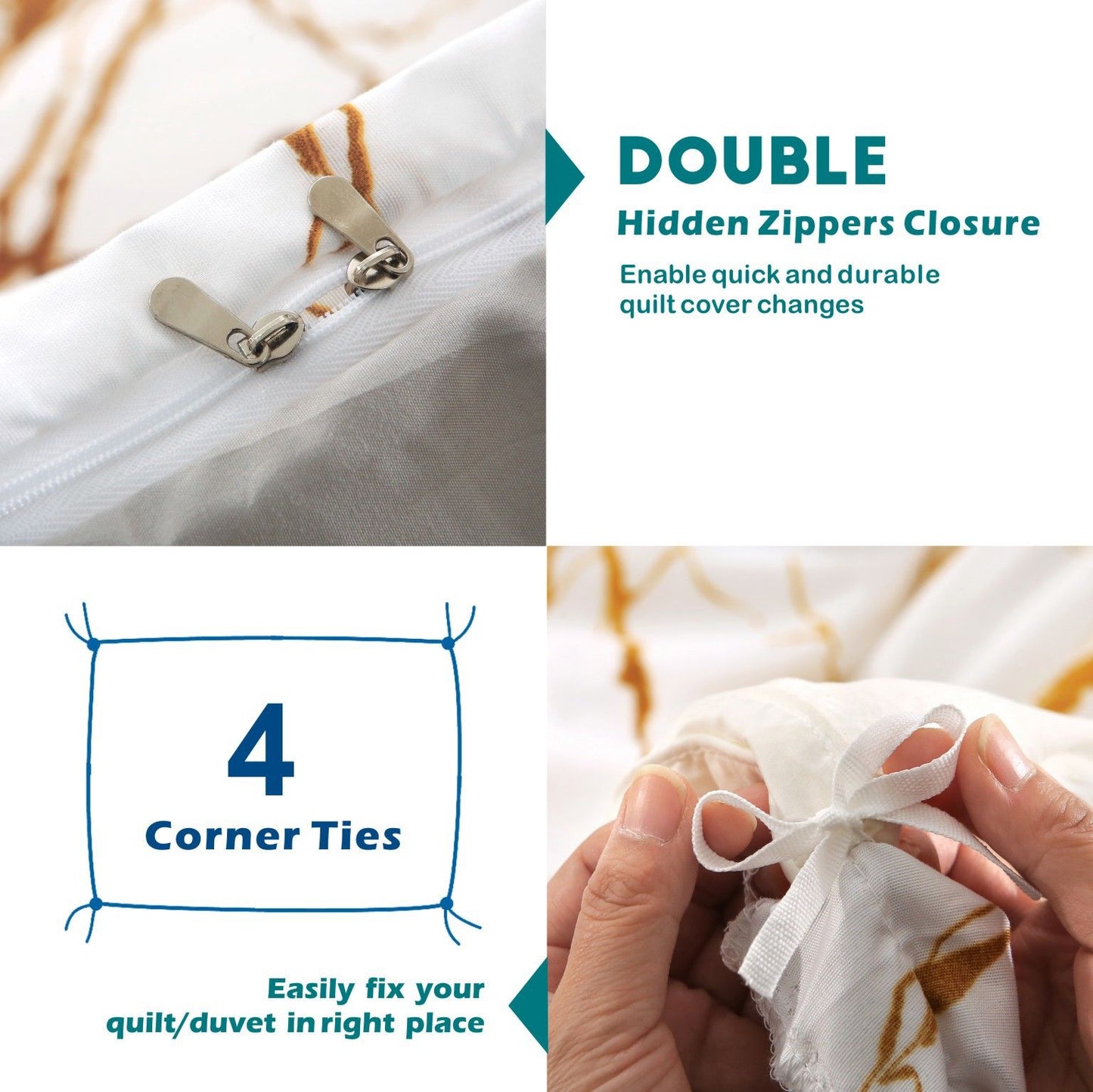 3 Piece Hotel Soft Microfiber Quilt Cover Set-2000TC Duvet/Donna Cover Set & Pillowcases -1 Quilt Cover V1317-QS9-AUD-3JT-BZ-DLS