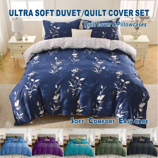 3 Piece Hotel Soft Microfiber Quilt Cover Set-2000TC Duvet/Donna Cover Set & Pillowcases -1 Quilt Cover V1317-QS9-AUD-3JT-BZ-NVHUA