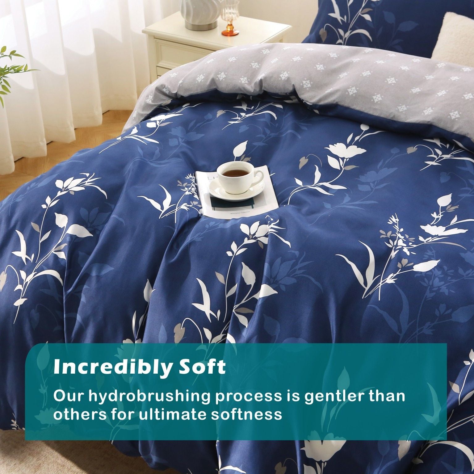 3 Piece Hotel Soft Microfiber Quilt Cover Set-2000TC Duvet/Donna Cover Set & Pillowcases -1 Quilt Cover V1317-QS9-AUD-3JT-BZ-NVHUA