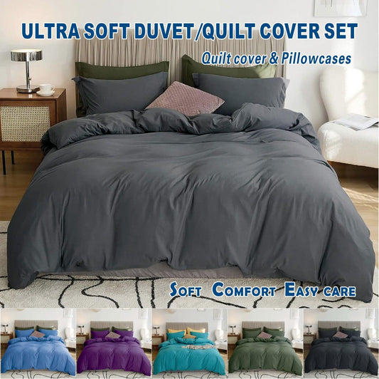 3 Piece Hotel Soft Microfiber Quilt Cover Set-2000TC Duvet/Donna Cover Set & Pillowcases -1 Quilt Cover V1317-QS9-AUD-3JT-BZ-SH