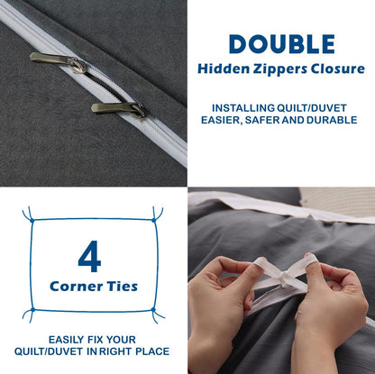 3 Piece Hotel Soft Microfiber Quilt Cover Set-2000TC Duvet/Donna Cover Set & Pillowcases -1 Quilt Cover V1317-QS9-AUD-3JT-BZ-SH