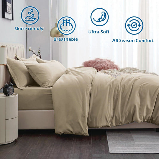 3 Piece Hotel Soft Microfiber Quilt Cover Set-2000TC Duvet/Donna Cover Set & Pillowcases -1 Quilt Cover V1317-QS9-AUD-3JT-BZ-TS