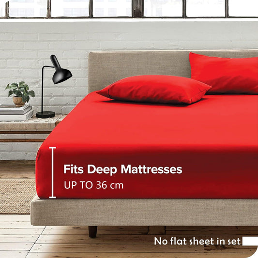 3 Piece Fitted Sheet Set- Fitted Sheet & Pillowcases -Breathable Bedding - Wrinkle, Fade, Stain Resistant- V1317-QS9-AUD-3JT-CL-DH