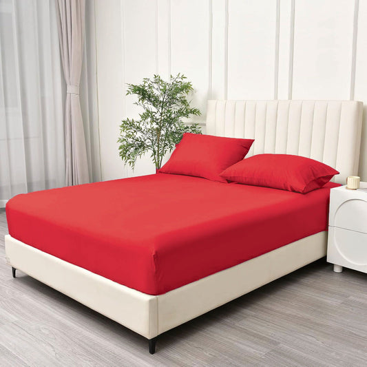 3 Piece Fitted Sheet Set- Fitted Sheet & Pillowcases -Breathable Bedding - Wrinkle, Fade, Stain Resistant- V1317-QS9-AUD-3JT-CL-DH
