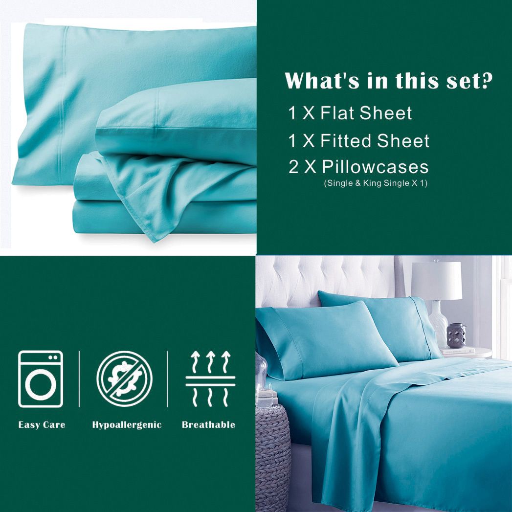 4 Piece Bed Sheet Set- Bedding Sheets & Pillowcases -Breathable Bedding - Wrinkle, Fade, Stain Resistant-Deep V1317-QS9-AUD-4JT-BL