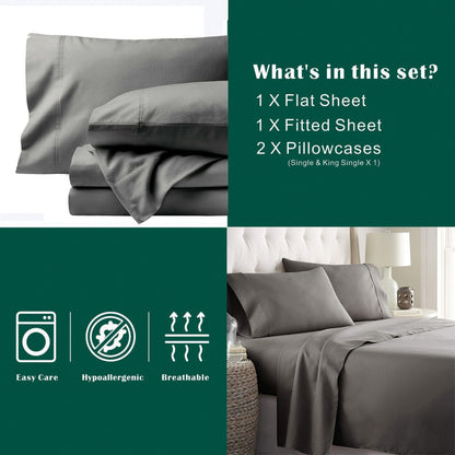 4 Piece Bed Sheet Set- Bedding Sheets & Pillowcases -Breathable Bedding - Wrinkle, Fade, Stain Resistant-Deep V1317-QS9-AUD-4JT-HUI