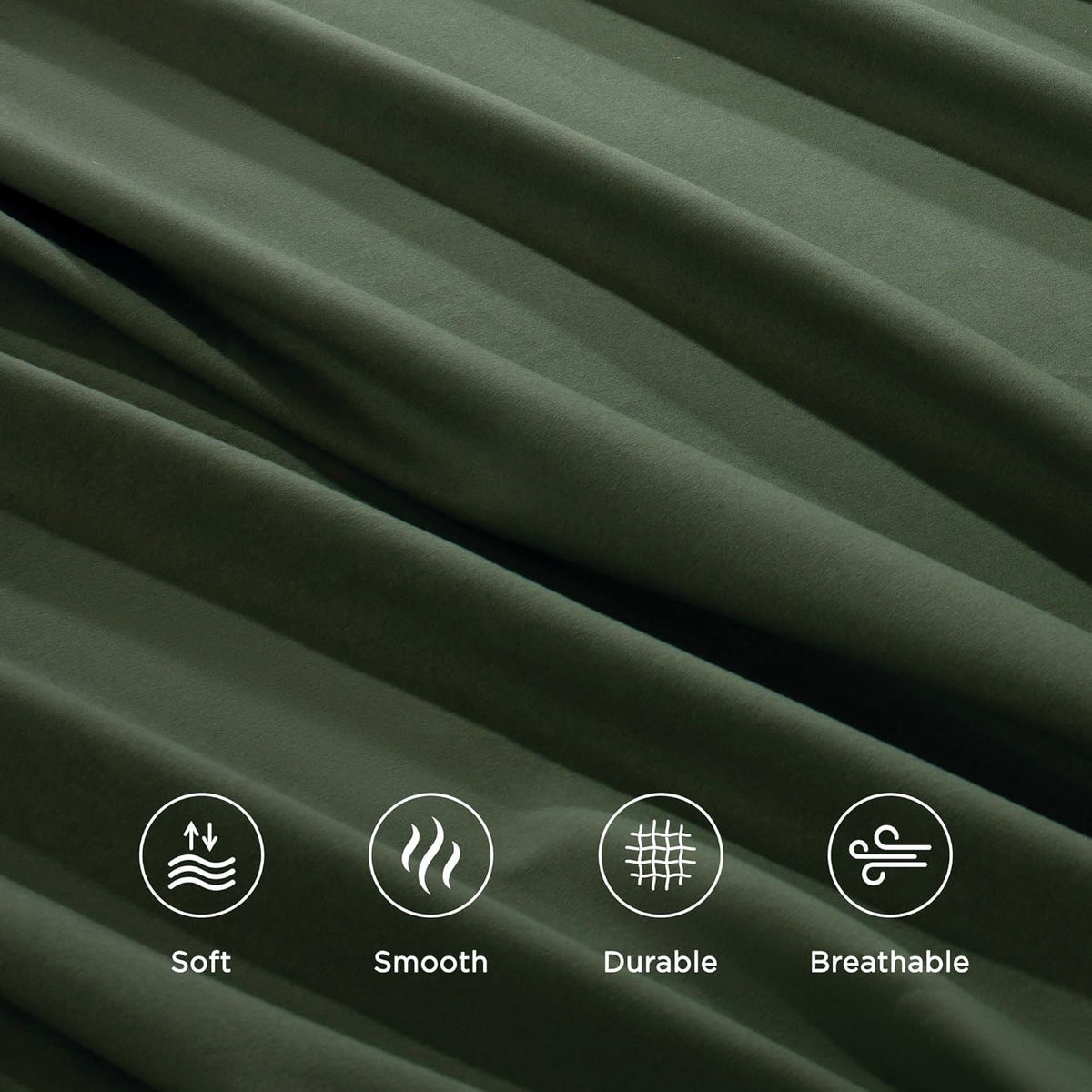 4 Piece Bed Sheet Set- Bedding Sheets & Pillowcases -Breathable Bedding - Wrinkle, Fade, Stain Resistant-Deep Pocket Flat Fitted Bed Sheet Set(Olive green,Double)