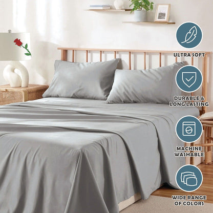 4 Piece Bed Sheet Set- Bedding Sheets & Pillowcases -Breathable Bedding - Wrinkle, Fade, Stain Resistant-Deep V1317-QS9-AUD-4JT-YH